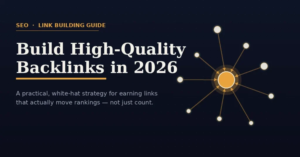 Build high-quality backlinks 2026 — hub-and-spoke diagram of links pointing to a website